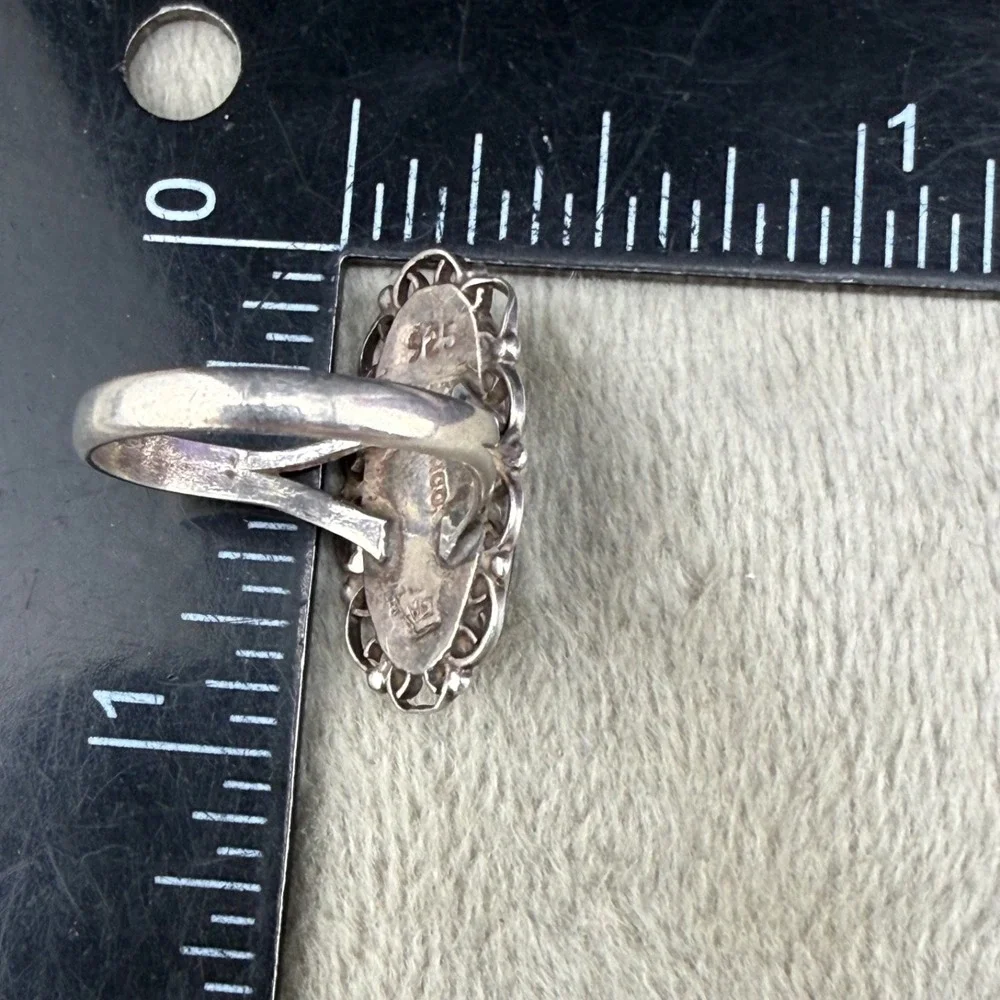Vintage Mexican Sterling‎ Silver Ring Abalone Signed Size 6